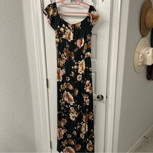 Floral Dark Green Maxi Dress